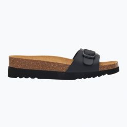 Klapki damskie Scholl Ginni Wide Med. Czarne klapki Scholl, bez wzorów, bez obcasa. Za 219.99 zł.