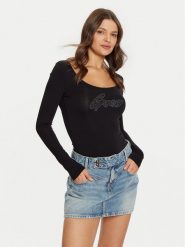 Guess Body W5RP00 K68D2 Czarny Slim Fit. Czarne body Guess, xxl, z aplikacjami, z wiskozy. Za 129.99 zł.