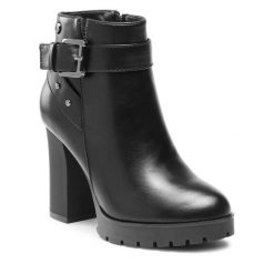 Botki Refresh. Czarne botki Refresh, bez wzorów, bez obcasa, na słupku, bez zapięcia. Za 279.99 zł.