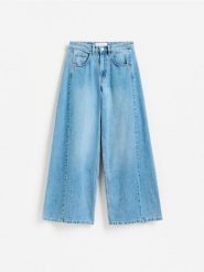 Jeansy wide leg soft - niebieski. Niebieskie jeansy Reserved, bez wzorów. Za 139.99 zł.