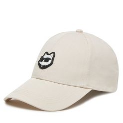 Czapka z daszkiem KARL LAGERFELD. Brązowe czapki KARL LAGERFELD, bez wzorów. Za 259.99 zł.