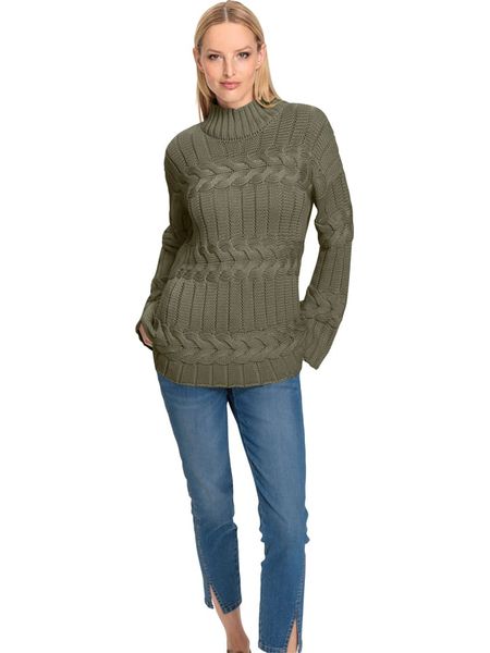 Heine Sweter w kolorze khaki rozmiar: 44. Brązowe swetry Heine, bez wzorów, ze splotem, bez ramiączek. Za 86.95 zł.