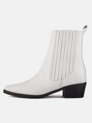 Loft37 Skórzane botki "Mastermind" w kolorze białym rozmiar: 41. Białe botki loft37, bez wzorów, bez obcasa, bez zapięcia. Za 434.99 zł.