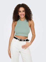 ONLY Top "Vilma" w kolorze turkusowym rozmiar: XL. Niebieskie topy Only, xl, bez wzorów, prążkowane, bez kołnierzyka, bez ramiączek. Za 30.95 zł.