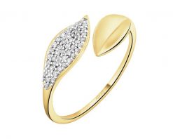 Pierścionek z żółtego złota z diamentami - 0,11 ct - próba 585. Żółte pierścionki Apart, z diamentem, złote. Za 3,390.00 zł.