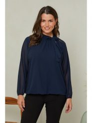 Curvy Lady Bluzka w kolorze granatowym rozmiar: 48/50. Niebieskie bluzki Curvy Lady, bez wzorów, klasyczne, bez kołnierzyka, bez ramiączek. Za 91.56 zł.