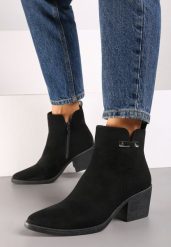 Czarne Botki w Stylu Kowbojek na Obcasie z Nitami Ferida. Czarne botki Born2be, bez wzorów, z jeansu, bez obcasa, na obcasie, bez zapięcia. Za 169.99 zł.