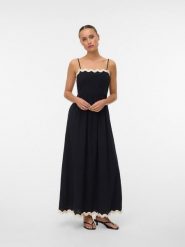 Vero Moda Sukienka w kolorze kremowym rozmiar: S. Brązowe sukienki Vero Moda, s, bez wzorów, z bawełny, bez kołnierzyka, bez ramiączek, maxi, rozkloszowane. Za 164.95 zł.