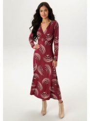 Aniston Sukienka w kolorze czerwonym rozmiar: 34. Czerwone sukienki Aniston, bez wzorów, z wiskozy, bez kołnierzyka, bez ramiączek, maxi, kopertowe. Za 82.99 zł.