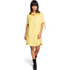 BeWear sukienka damska M żółty. Żółte sukienki Bewear, m, bez wzorów, bez kołnierzyka, bez ramiączek. W wyprzedaży za 220.00 zł.