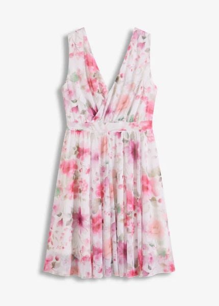 Sukienka mini z siateczki. Białe sukienki bonprix, bez wzorów, bez kołnierzyka, bez ramiączek, mini, kopertowe. Za 139.99 zł.