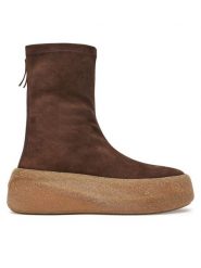 Vic Matié Botki 1F2308D HF04D020350 Brązowy. Brązowe botki Vic Matié, bez wzorów, ze skóry, bez obcasa, na koturnie, bez zapięcia. Za 1,849.00 zł.