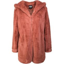 Płaszcz Damski Z Kapturem Teddy Fleece. Czerwone płaszcze Urban Classics, bez wzorów, z kapturem. Za 307.99 zł.
