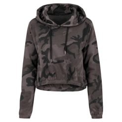 Damska Bluza Z Kapturem Camo. Brązowe bluzy BUILD YOUR BRAND, s, bez wzorów, z kapturem. Za 163.99 zł.