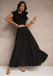 Czarna Spódnica z Wiskozą o Rozkloszowanym Kroju Addlia. Czarne spódnice Renee, na co dzień, bez wzorów, z wiskozy, eleganckie, maxi, proste. Za 79.99 zł.