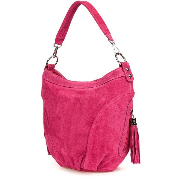 Worek skórzany Vera Pelle L81 fuksja. Czerwone torebki klasyczne bez wzorów, ze skóry, na ramię, bez dodatków. Za 139.90 zł.