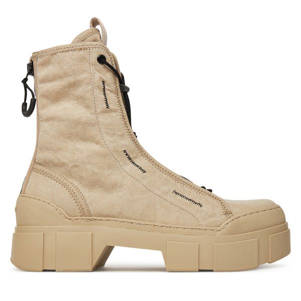 Trzewiki Vic Matié. Brązowe botki Vic Matié, bez wzorów, bez obcasa, na płaskiej podeszwie, bez zapięcia. Za 939.99 zł.