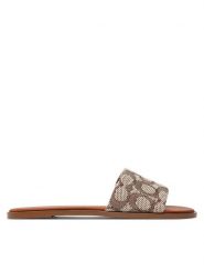 Coach Klapki Holly CV386 Brązowy. Brązowe klapki Coach, bez wzorów, z materiału, bez obcasa. Za 719.99 zł.