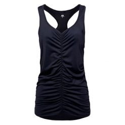 Tank Top Damski Marszczony Trening Ilaos. Czarne topy IQ, bez wzorów, bez kołnierzyka, bez ramiączek. Za 103.99 zł.