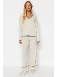 Trendyol 2-częściowy zestaw w kolorze beżowym rozmiar: M. Brązowe swetry Trendyol, m, bez wzorów, bez ramiączek. Za 138.45 zł.