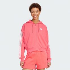 Bluza z kapturem Essentials 3-Stripes French Terry Full-Zip. Białe bluzy Adidas, xl, bez wzorów, z materiału, z kapturem. Za 259.00 zł.