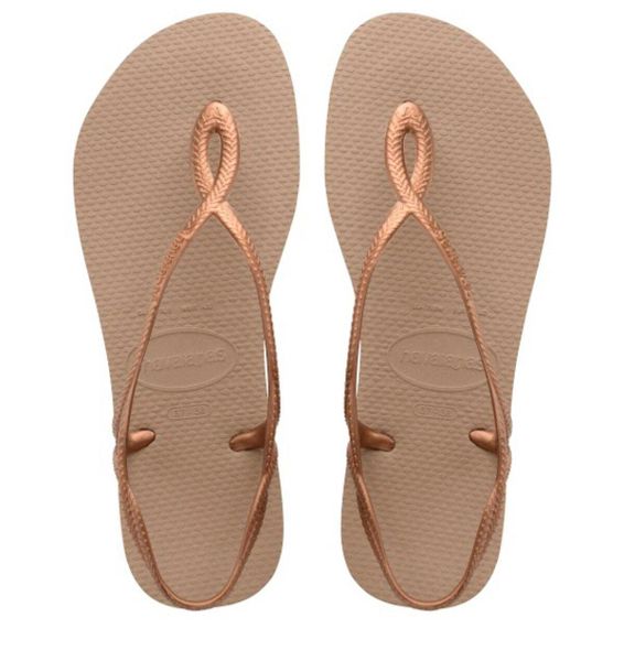 Sandały Havaianas Luna Premium II różowe. Czerwone sandały Havaianas, bez wzorów, z materiału, eleganckie, bez obcasa, bez zapięcia. Za 109.99 zł.