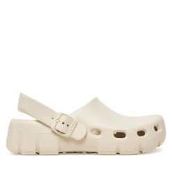Klapki Birkenstock. Brązowe klapki Birkenstock, bez wzorów, bez obcasa. Za 269.99 zł.