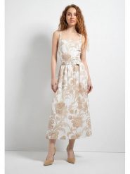 More & More Sukienka w kolorze biało-karmelowym rozmiar: 36. Białe sukienki More & More, bez wzorów, z tkaniny, bez kołnierzyka, bez ramiączek, maxi. Za 229.46 zł.