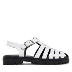 Sandały G-Star. Białe sandały G-Star, bez wzorów, retro, bez obcasa, na płaskiej podeszwie, bez zapięcia. Za 155.99 zł.