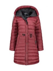 Geographical Norway Płaszcz zimowy "Batiga" w kolorze bordowym rozmiar: XL. Czerwone płaszcze Geographical Norway, na zimę, xl, bez wzorów, z puchu, bez kaptura. Za 378.63 zł.