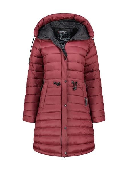 Geographical Norway Płaszcz zimowy "Batiga" w kolorze bordowym rozmiar: M. Czerwone płaszcze Geographical Norway, na zimę, m, bez wzorów, z puchu, bez kaptura. Za 325.54 zł.