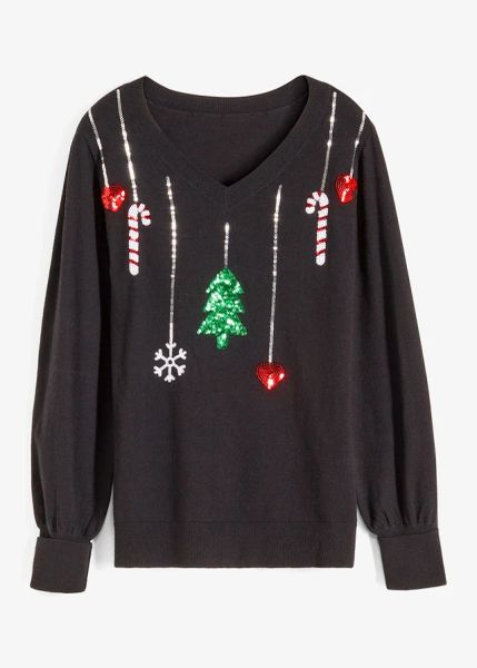 Cienki sweter. Czarne swetry bonprix, bez wzorów, bez ramiączek. Za 109.99 zł.