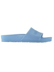 Birkenstock Klapki "Arizona" w kolorze błękitnym rozmiar: 40. Niebieskie klapki Birkenstock, bez wzorów, z otwartym noskiem, bez obcasa. Za 237.17 zł.