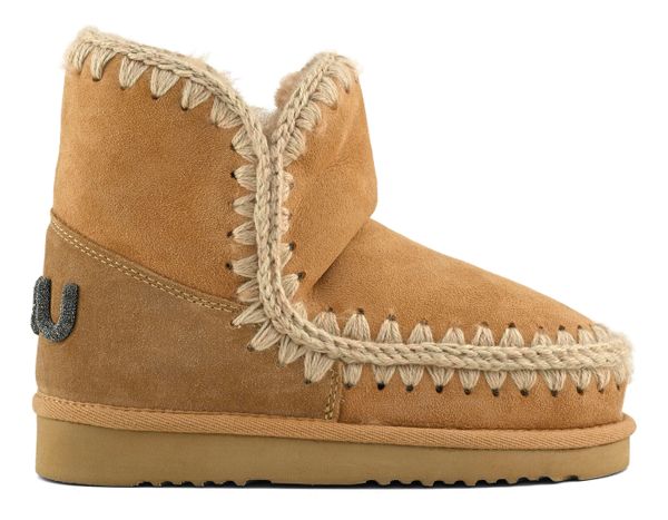 MOU ESKIMO 18 GLITTER LOGO Śniegowce damskie. Brązowe trapery i śniegowce Mou, z materiału. Za 439.99 zł.