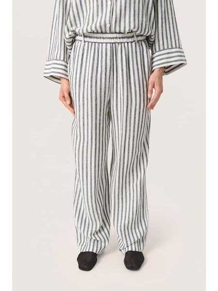 SAINT TROPEZ Spodnie "Giselle" w kolorze antracytowo-białym rozmiar: XS. Białe spodnie materiałowe Saint Tropez, xs, bez wzorów, z materiału, z podwyższonym stanem. Za 100.99 zł.