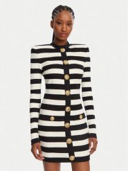 Balmain Sukienka dzianinowa DF1R9193JI70 Czarny Regular Fit. Czarne sukienki Balmain, bez wzorów, z dzianiny, bez kołnierzyka, bez ramiączek. Za 7,289.00 zł.