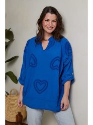 Curvy Lady Bluzka w kolorze niebieskim rozmiar: 40/42. Niebieskie bluzki Curvy Lady, bez wzorów, z bawełny, klasyczne, bez kołnierzyka, bez ramiączek. Za 92.86 zł.