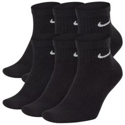 Skarpetki sportowe dla dorosłych Everyday Cushioned Dri-FIT 6-Pack Socks. Czarne skarpety Nike, bez wzorów, z bawełny. Za 89.99 zł.