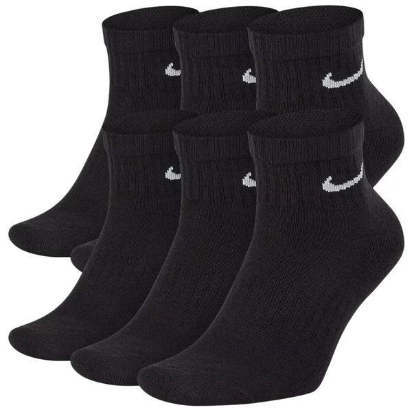 Skarpetki sportowe dla dorosłych Everyday Cushioned Dri-FIT 6-Pack Socks. Czarne skarpety Nike, bez wzorów, z bawełny. Za 89.99 zł.