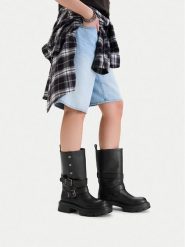 G-Star Raw Kozaki EO-GLCIEA-8137 Czarny. Czarne kozaki G-Star, ze skóry, bez obcasa, na płaskiej podeszwie, bez zapięcia. Za 599.99 zł.