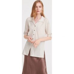 Dzianinowa koszula - Beżowy. Brązowe koszule Reserved, l, bez wzorów, z dzianiny, bez kołnierzyka, bez ramiączek. Za 79.99 zł.