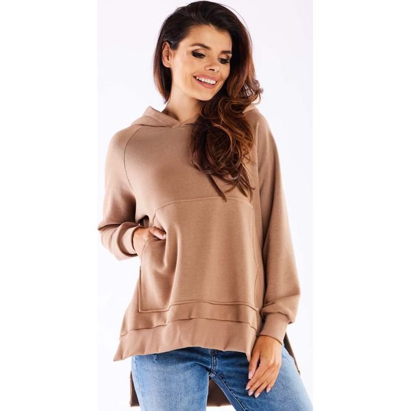 Bluza z Kieszenią Kangurką - Beżowa. Brązowe bluzy Infinite You, l, bez wzorów, z bawełny, bez kaptura. Za 209.90 zł.