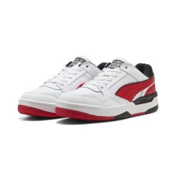 Sneakersy unisex Rebound Retro PUMA White For All Time Red Black. Białe obuwie sportowe Puma, z syntetyku, bez zapięcia, do koszykówki. Za 359.00 zł.