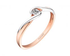Pierścionek z różowego i białego złota z brylantem - 0,02 ct - próba 375. Białe pierścionki Apart, z brylantem, złote. Za 1,059.00 zł.