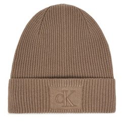 Czapka Calvin Klein. Brązowe czapki Calvin Klein, bez wzorów. Za 169.99 zł.