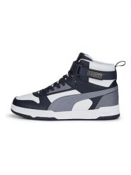 Puma Skórzane sneakersy "RBD Game" w kolorze biało-czarnym rozmiar: 43. Białe trampki Puma, bez wzorów, za kostkę, bez zapięcia. Za 96.14 zł.
