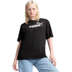 Koszulka Puma Ess No. 1 Logo Relaxed Tee, Kobiety. Czarne koszulki sportowe Puma, bez wzorów, z bawełny, bez ramiączek. Za 74.99 zł.