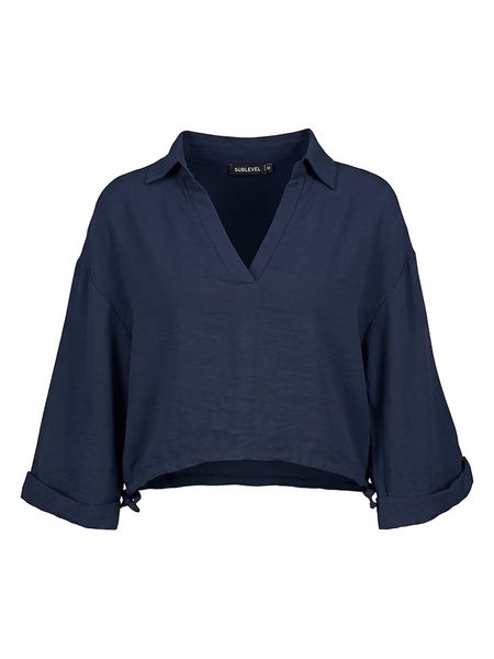 Sublevel Bluzka w kolorze granatowym rozmiar: M/L. Niebieskie bluzki Sublevel, l, bez wzorów, bez kołnierzyka, bez ramiączek. Za 88.64 zł.