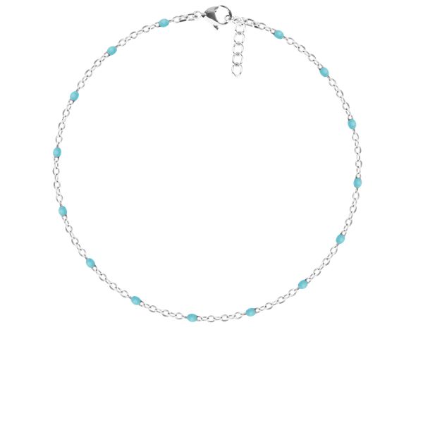 Bransoletka 16+5 cm, turkusowa emalia, posrebrzana. Szare bransoletki Lilou, posrebrzane. Za 99.00 zł.