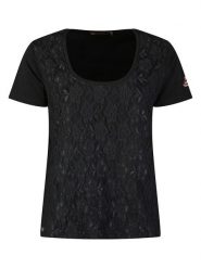 Geographical Norway Koszulka "Joeline" w kolorze czarnym rozmiar: S. Czarne bluzki Geographical Norway, s, bez wzorów, z koronki, bez kołnierzyka, bez ramiączek. Za 36.68 zł.